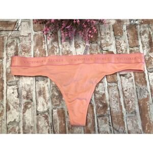 NEW VICTORIA'S SECRET LOGO COTTON BLEND LARGE THONG PANTIES